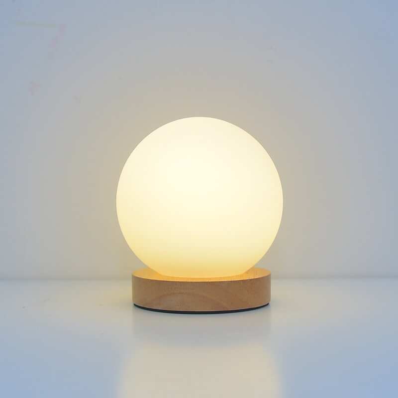 Aurelle Round USB Rechargeable LED Nightstand Lamp In Modern Minimalist Style
