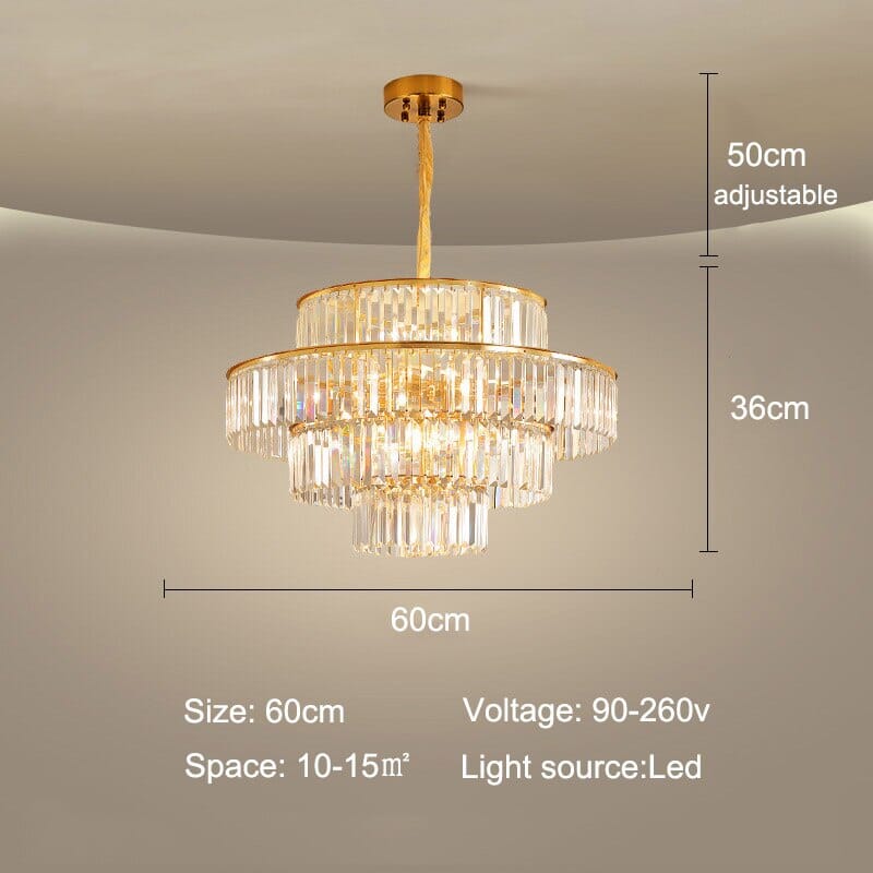 Aurelia Crystal Chandelier With Three-Tier Crystals In Matte Gold Finish