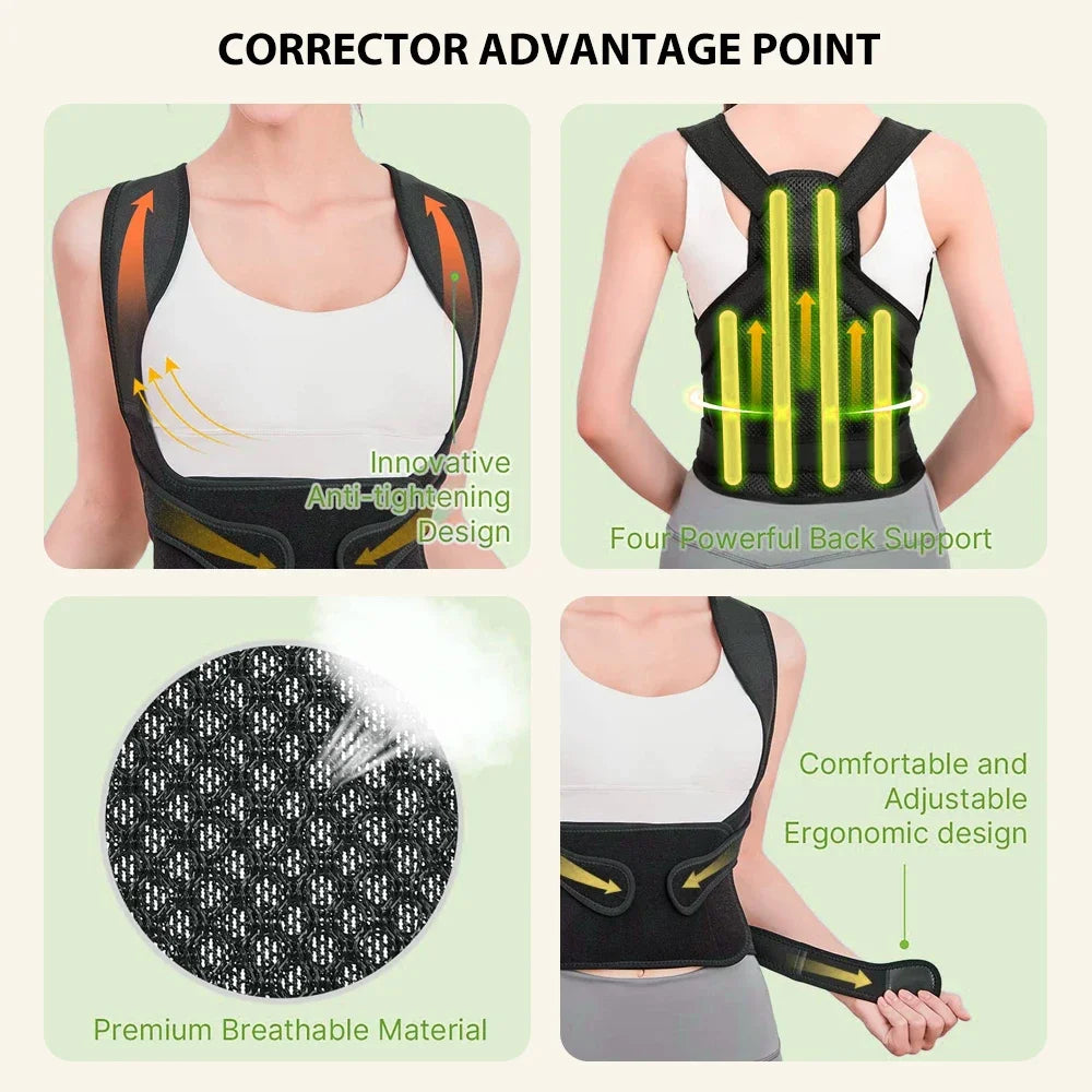 Adjustable Back Brace & Posture Corrector