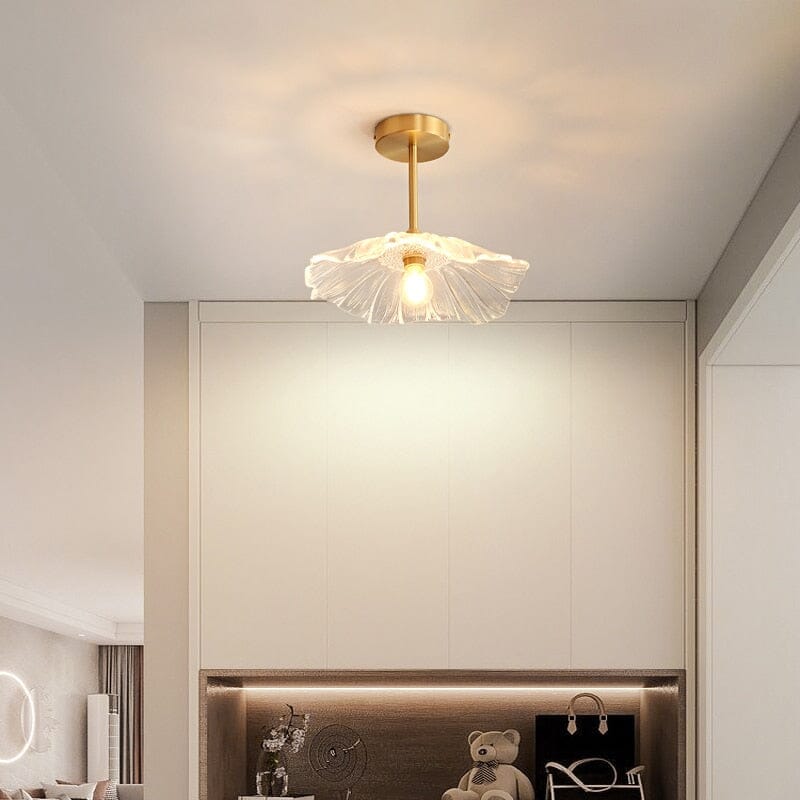 PetalGlass Floral Ceiling Light With Glass Shade Semi Flush Mount