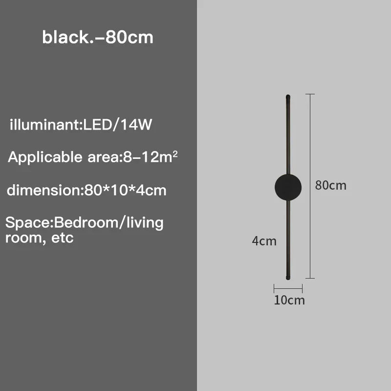Modern I-Shaped LED Wall Light – Adjustable Three-Tone Wall Lamp for Bedroom and Living Room, Black Aviation Aluminum Sconce