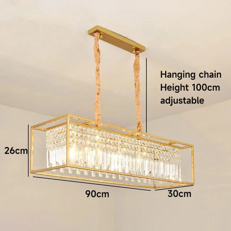 Asterra Rectangular Crystal Chandelier With K9 Prisms And Adjustable Chain