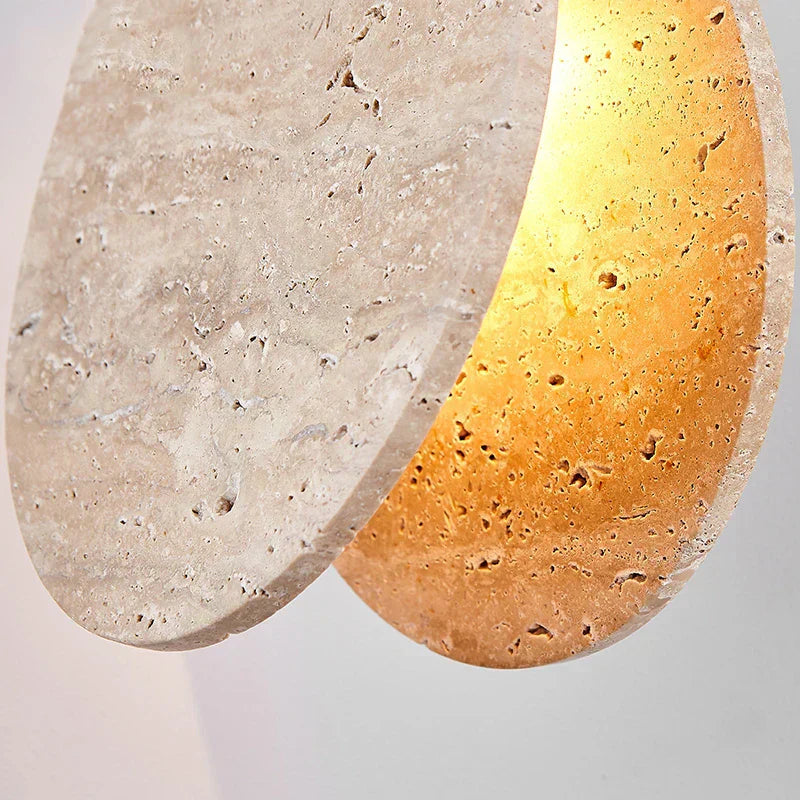 Nova Terra Travertine Pendant Light With Hand Blown Crystal Cylinders