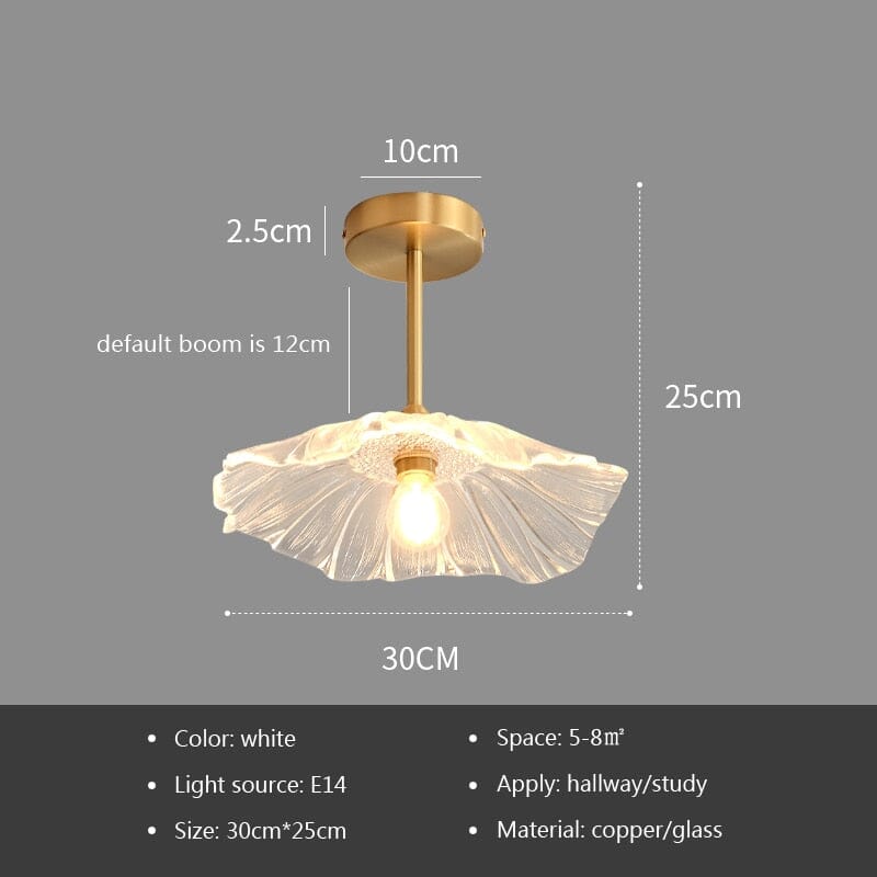 PetalGlass Floral Ceiling Light With Glass Shade Semi Flush Mount