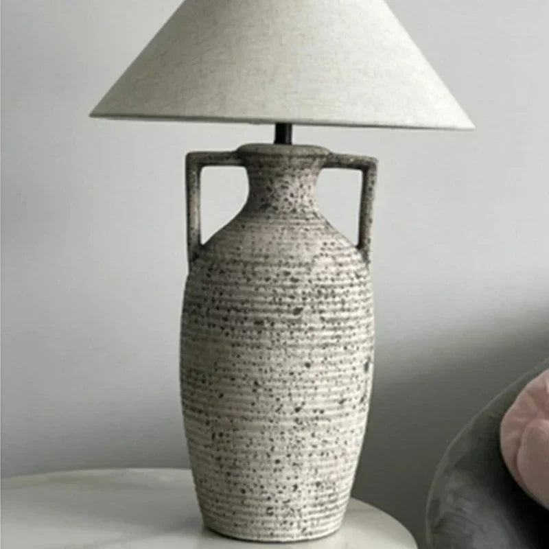 Narae Ceramic Desk Lamp Handmade Japanese Inspired Linen Shade