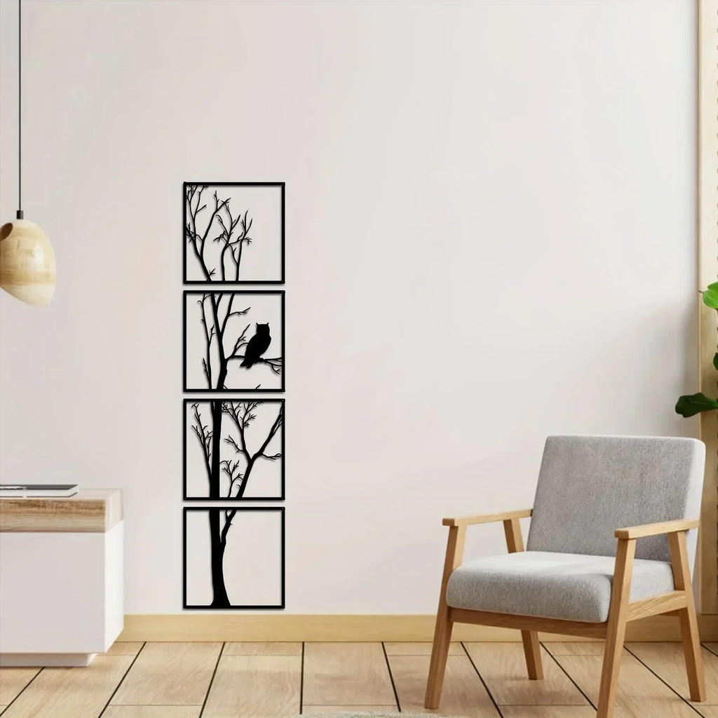 Woodland Owl on Branch Wall Art