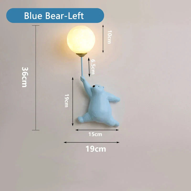 Frostglide Aurora Bear Wall Lamp With Moon Shade For Kids Room