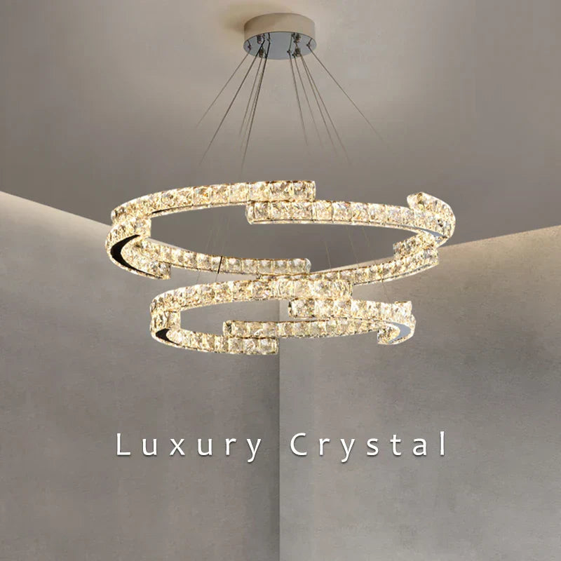 Aurelia Crystal Pendant Light In Stainless Steel With Warm Gold Finish