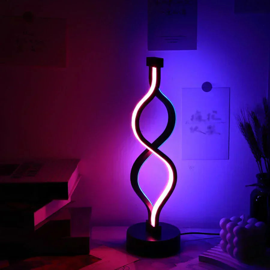 Nyra USB Desk Lamp With Black Body And Purple Accent Focused Task Light