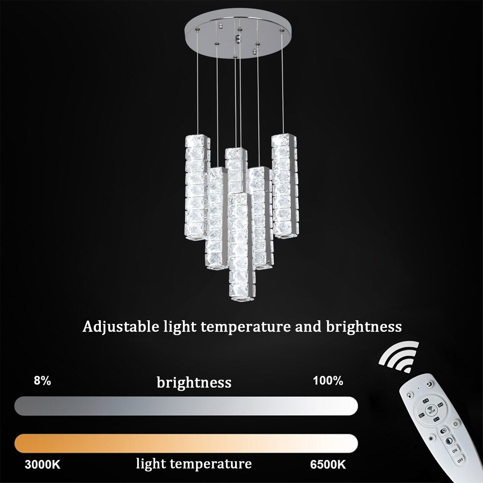 Lumirelle Aurea Cascade Crystal LED Chandelier With Adjustable Suspension