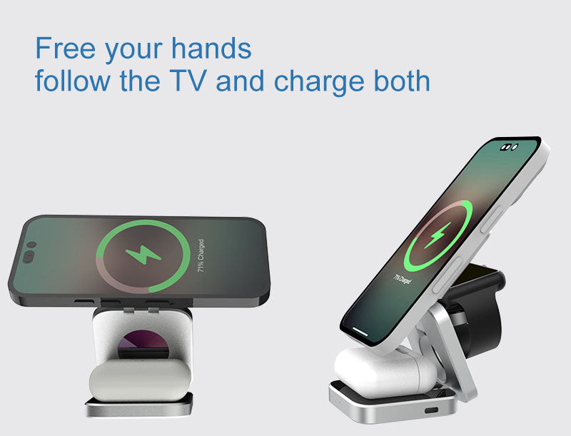 3v1 Rychlá magnetická skládací bezdrátová nabíječka pro iPhony, AirPods a Apple Watch