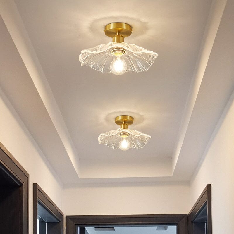 PetalGlass Floral Ceiling Light With Glass Shade Semi Flush Mount