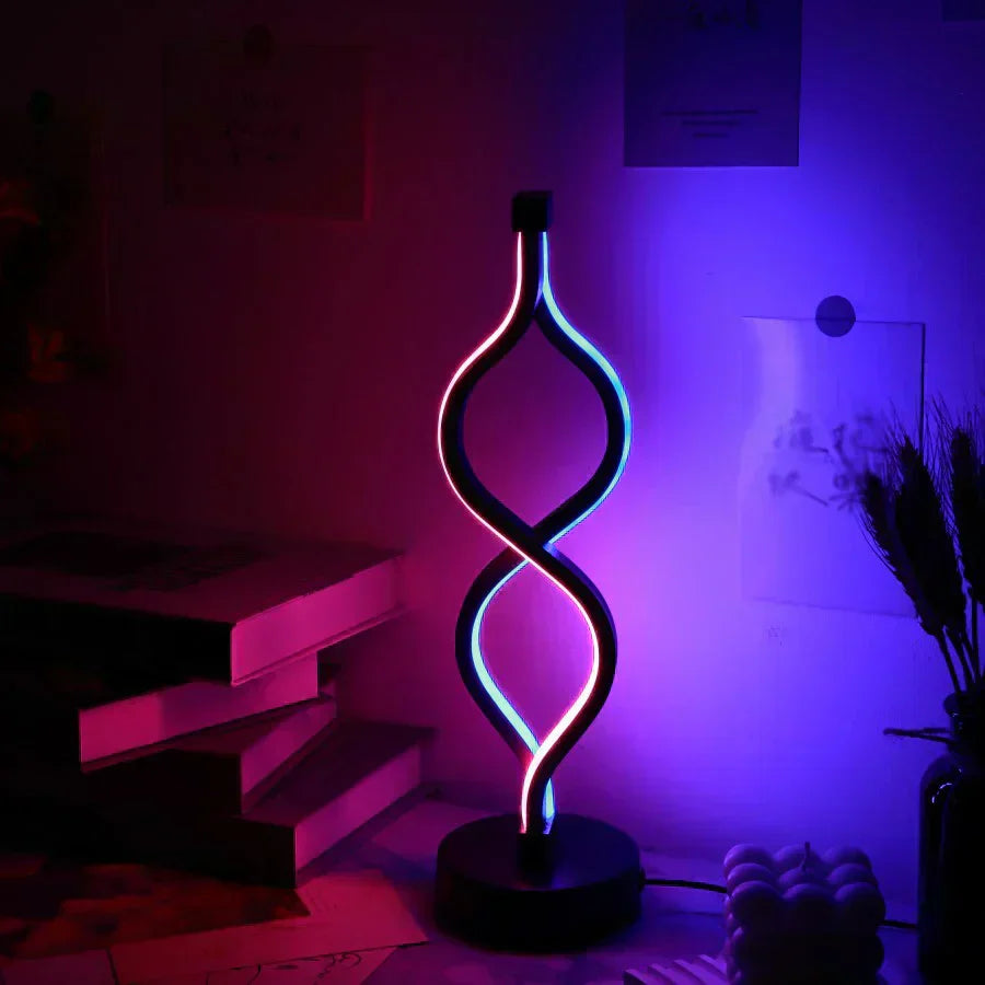 Nyra USB Desk Lamp With Black Body And Purple Accent Focused Task Light