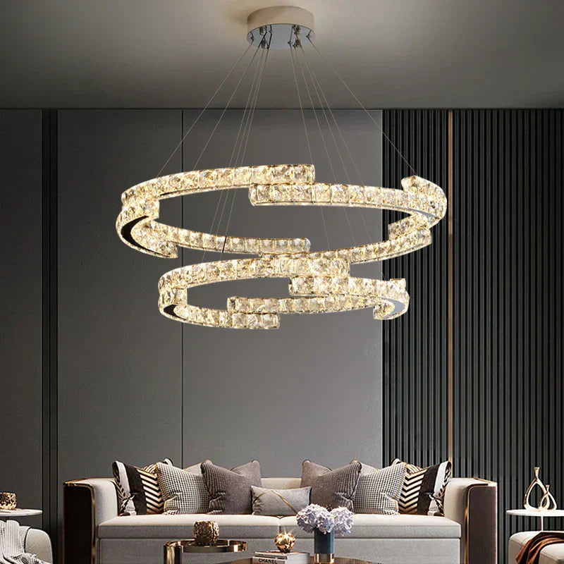Aurelia Crystal Pendant Light In Stainless Steel With Warm Gold Finish