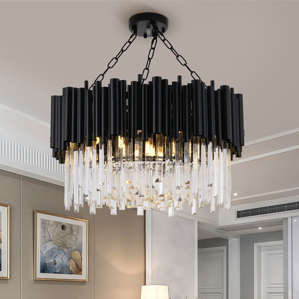LustreNova Crystal Chandelier Collection in Matte Black Finish