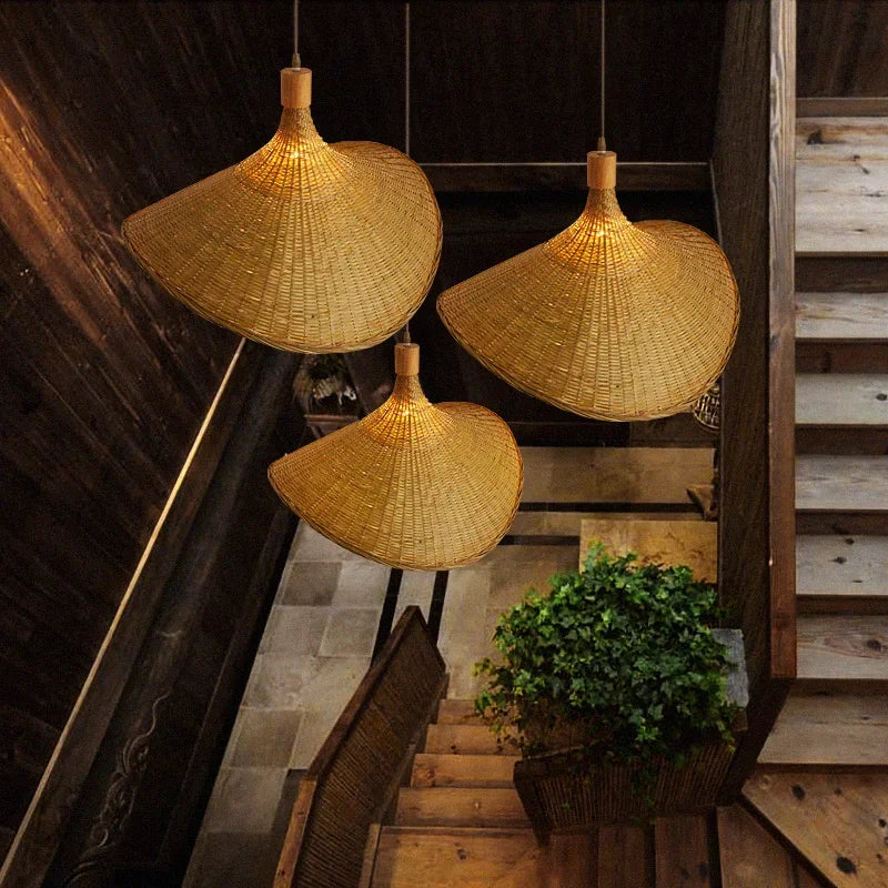 Hand Knitted Bamboo Pendant Lamp – Eco-Friendly Style Hanging Light for Home and Restaurant Decor