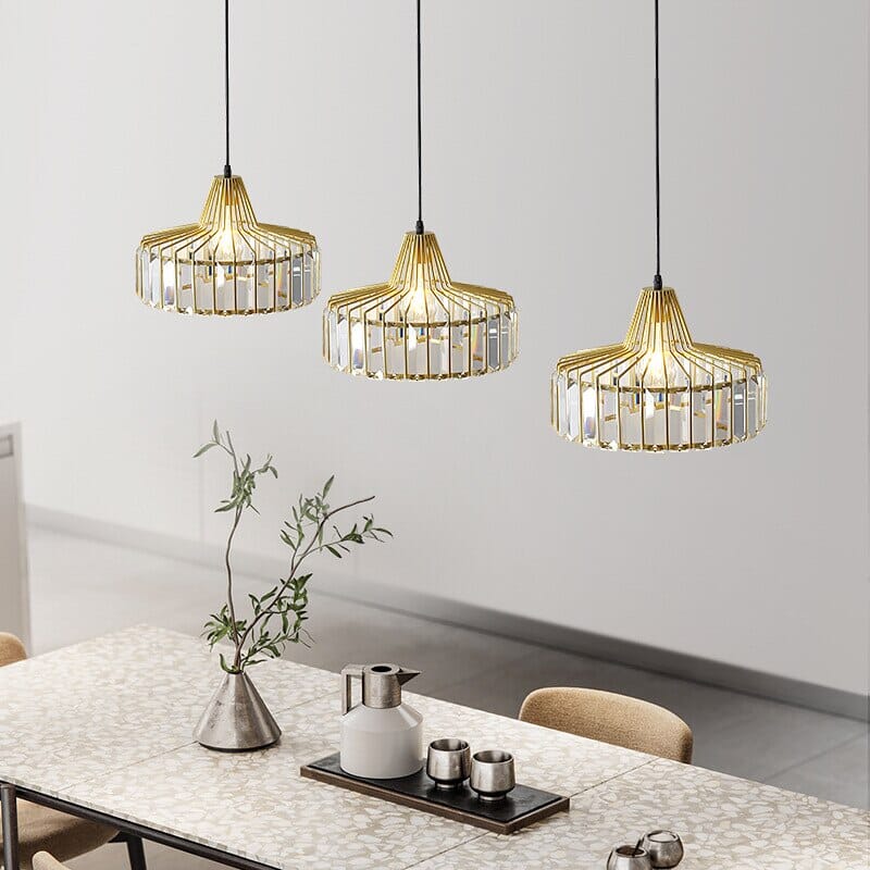 Lyra Crystal Pendant Light With Iron Fixture And Prismatic Glow