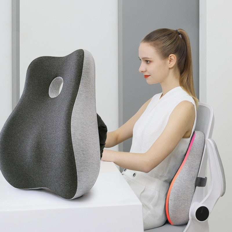 Memory Foam Office Chair Cushion – Orthopedic Lumbar & Coccyx Support for Car & Desk Chair