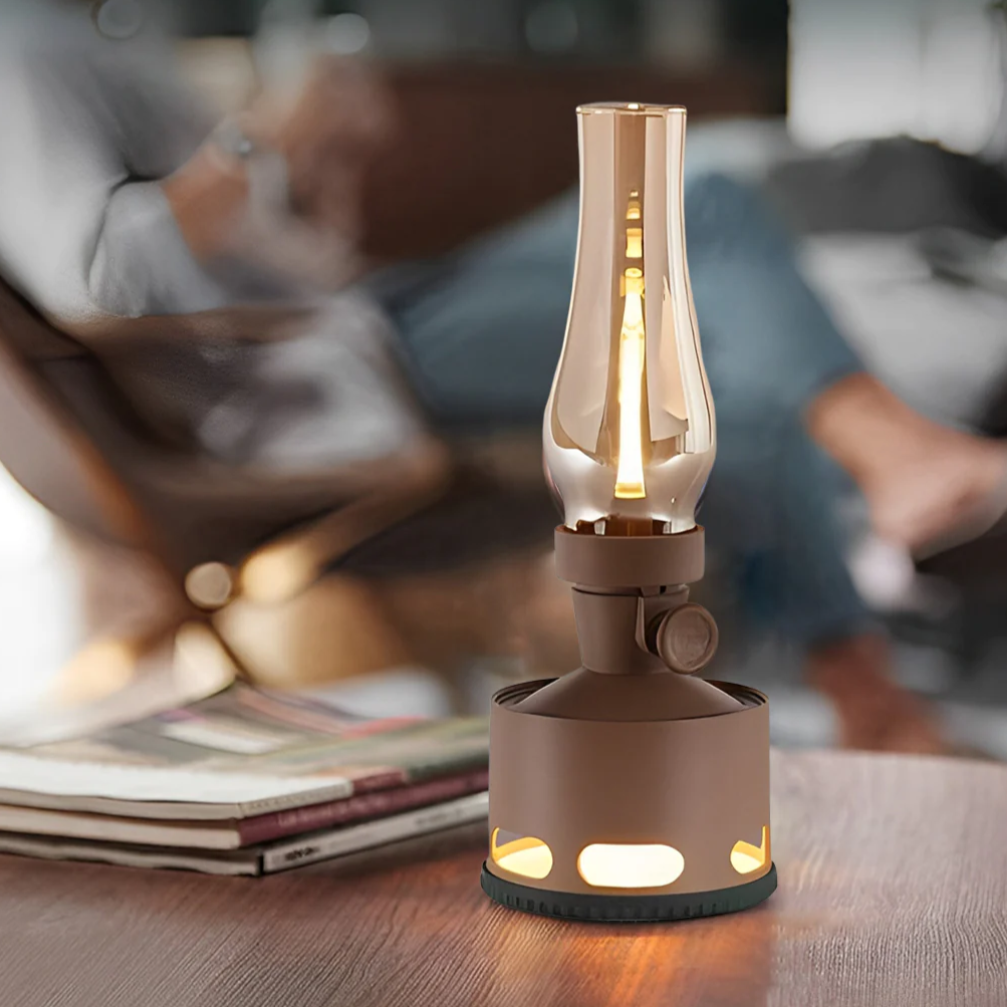 Retro Glow LED Lantern – Vintage Rechargeable Lamp with Adjustable Brightness