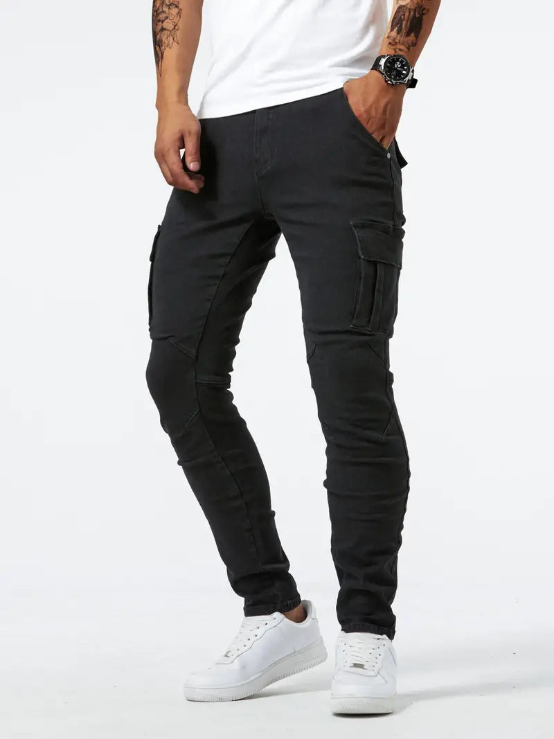Men's Slim Fit Stretch Denim Cargo Jeans