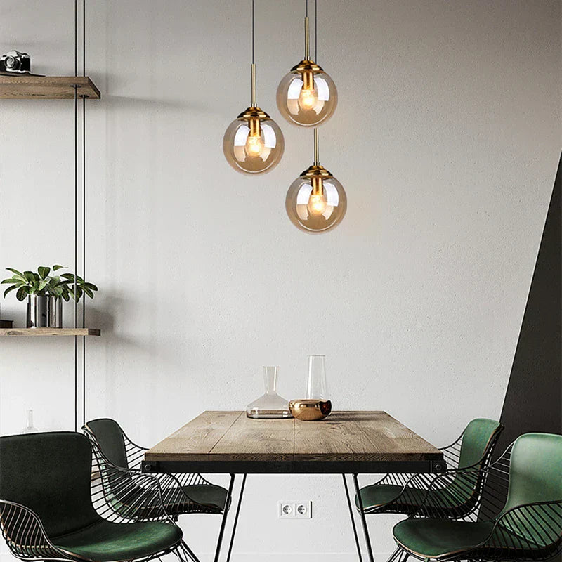 Modern Nordic Glass Pendant Lamp – Stylish Kitchen Pendant Lighting with Metal Fixture for Living and Dining Rooms