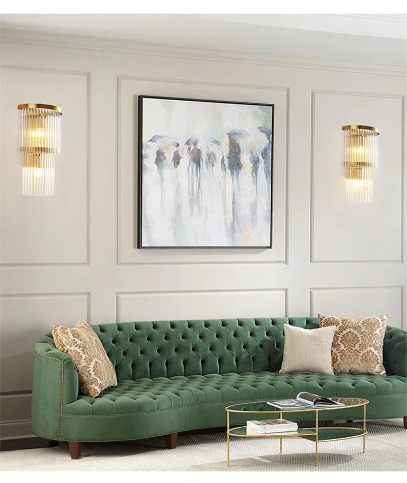 Elara Cascade Crystal Wall Lamps With Crystal Cut Details