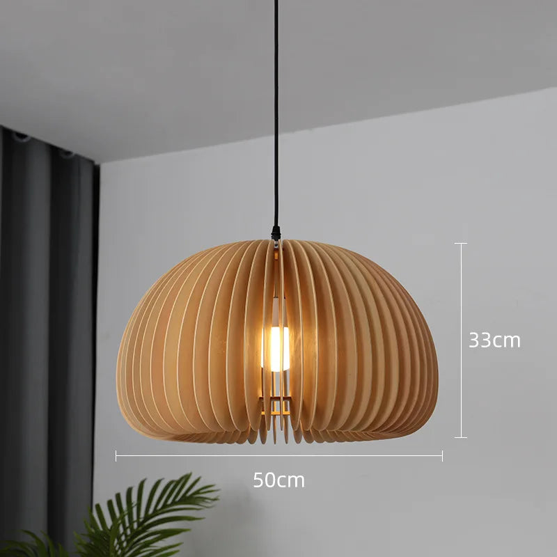 SylvaCraft Autumn Pumpkin Pendant Light in Bamboo with Iron Finish