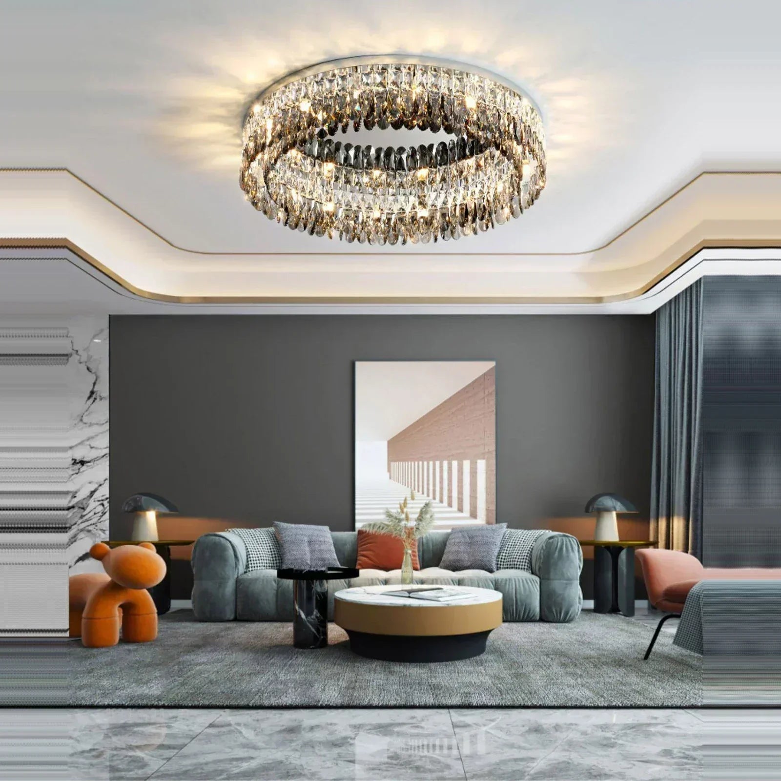 Astra Crystal Glow Collection Frosted Glass Lamps With Dimmable Light