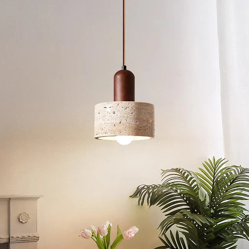 Wabi Sabi Pendant Lamp – Yellow Marble Lighting - Durable Travertine Material