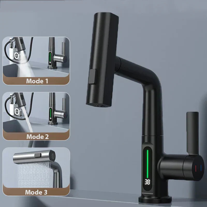 Novara | Waterfall Faucet With Temperature Display