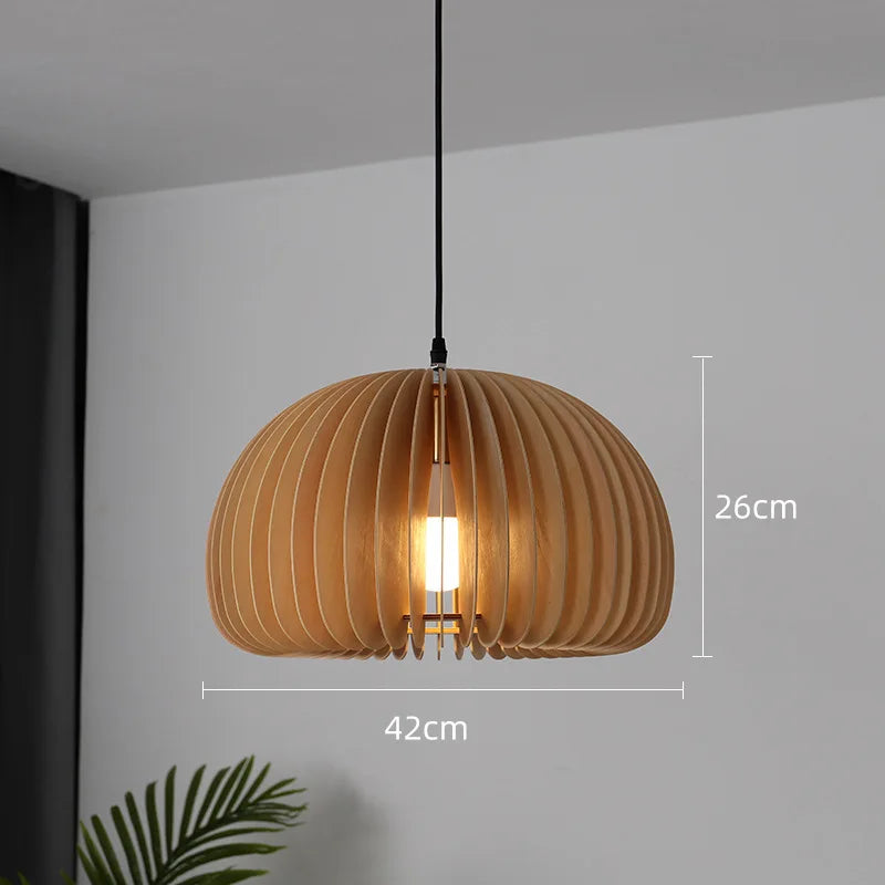 SylvaCraft Autumn Pumpkin Pendant Light in Bamboo with Iron Finish