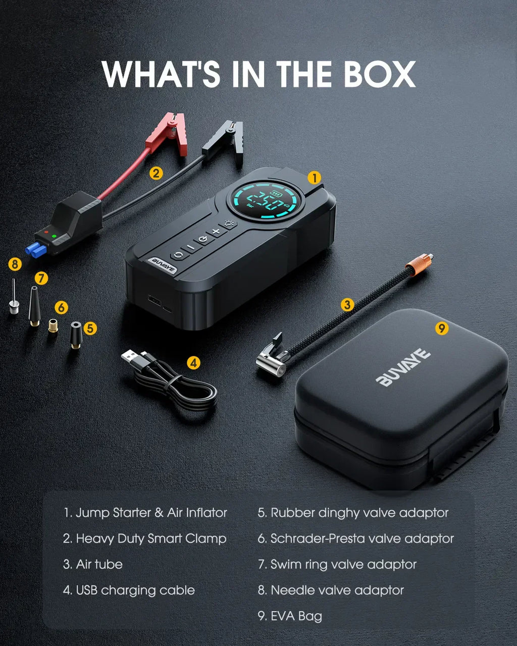 BUVAYE Digital Car & Bike Tire Inflator