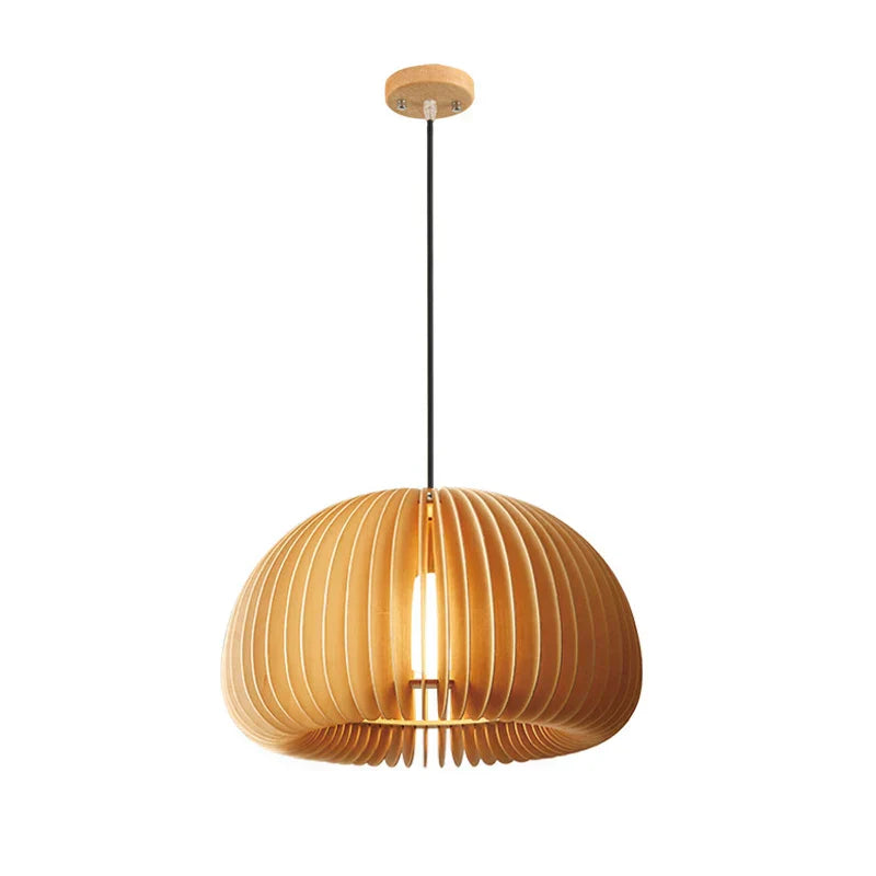 SylvaCraft Autumn Pumpkin Pendant Light in Bamboo with Iron Finish