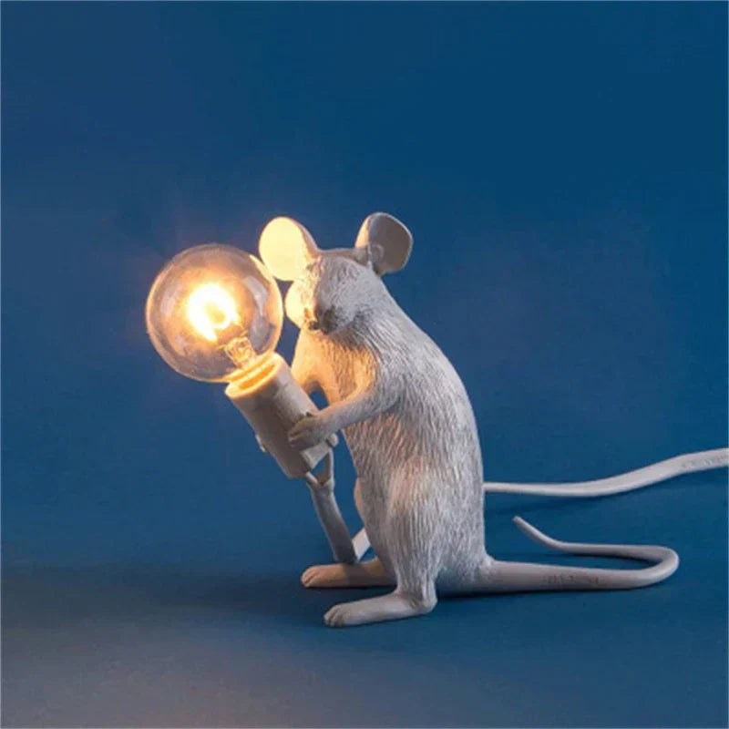 Whimsical Resin Mouse Table Lamps For Kids Rooms Set