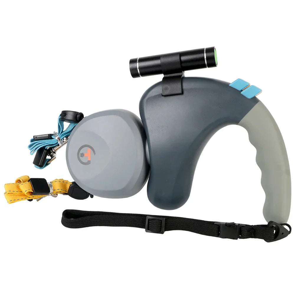 Stahovací dvojité vodítko pro psy s 360° ochranou proti zamotání – nastavitelný pás pro dva psy, lehké a odolné