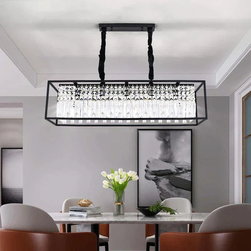 Asterra Rectangular Crystal Chandelier With K9 Prisms And Adjustable Chain