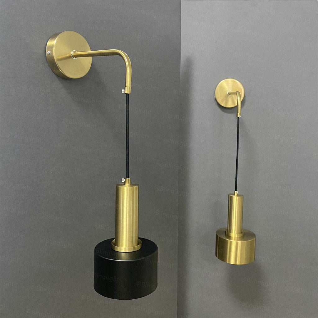 AuricNoir Modern Black and Gold Wall Sconce With LED Lighting