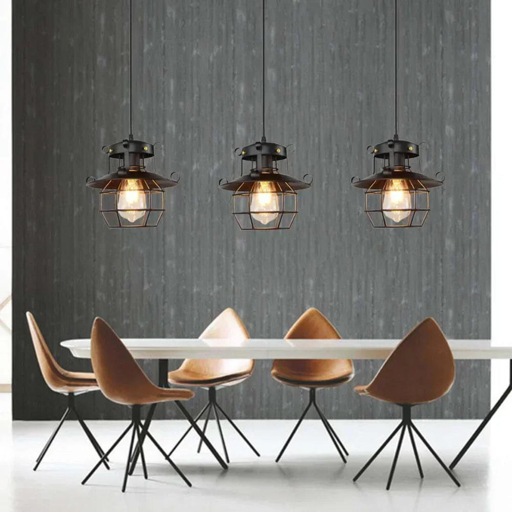 Arden Vintage Iron Cage Bar and Cafe Light Pendant Fixture