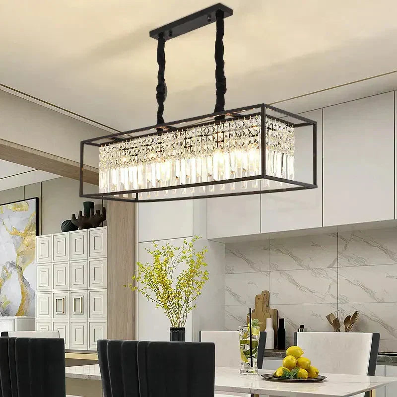 Asterra Rectangular Crystal Chandelier With K9 Prisms And Adjustable Chain