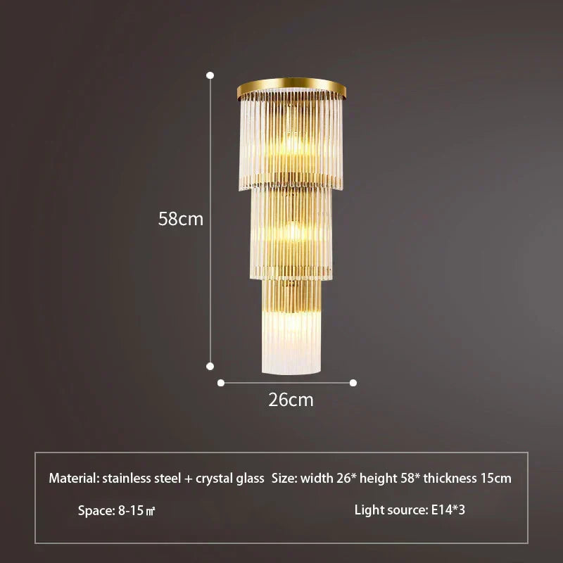 Elara Cascade Crystal Wall Lamps With Crystal Cut Details