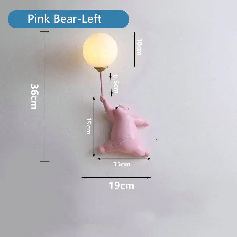 Frostglide Aurora Bear Wall Lamp With Moon Shade For Kids Room