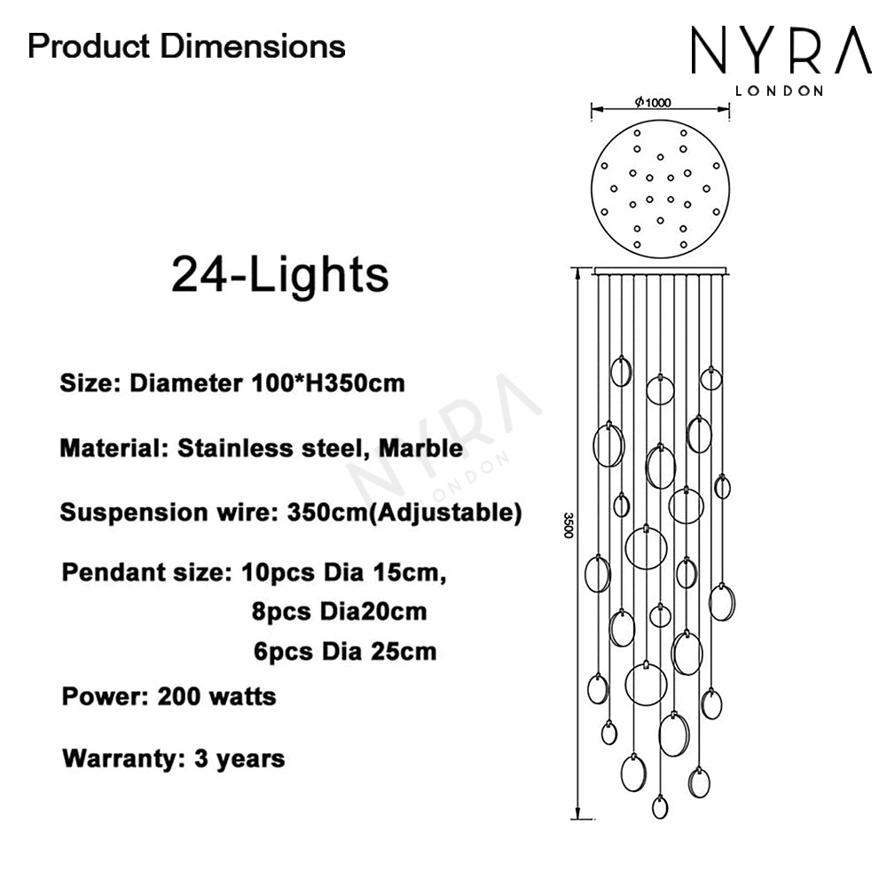 Liora Marble Crystal LED Pendant Lights For Warm Ambience