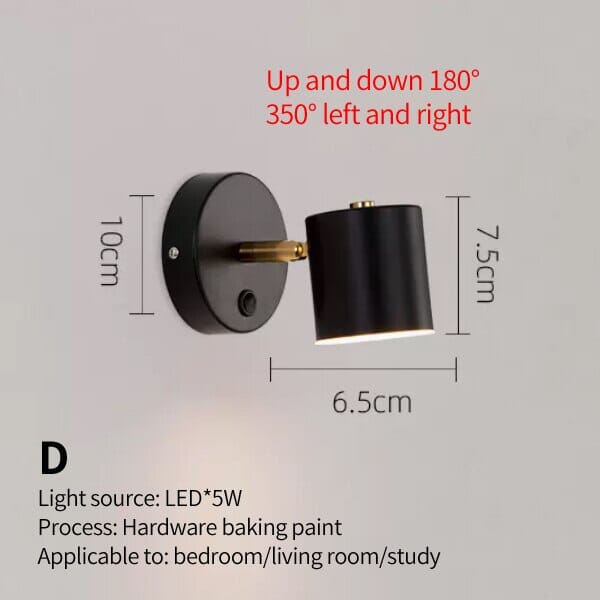 NovaLume Wall Lamp With Adjustable Reading Spotlight For Bedside And Workspace