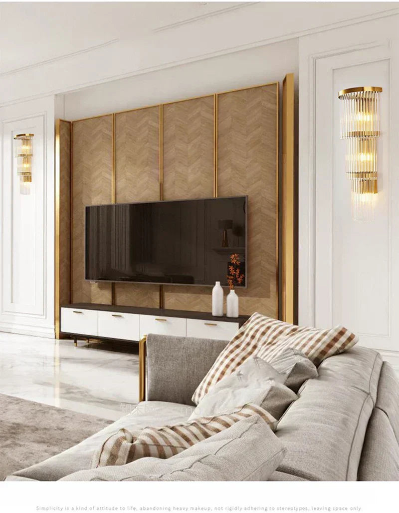 Elara Cascade Crystal Wall Lamps With Crystal Cut Details