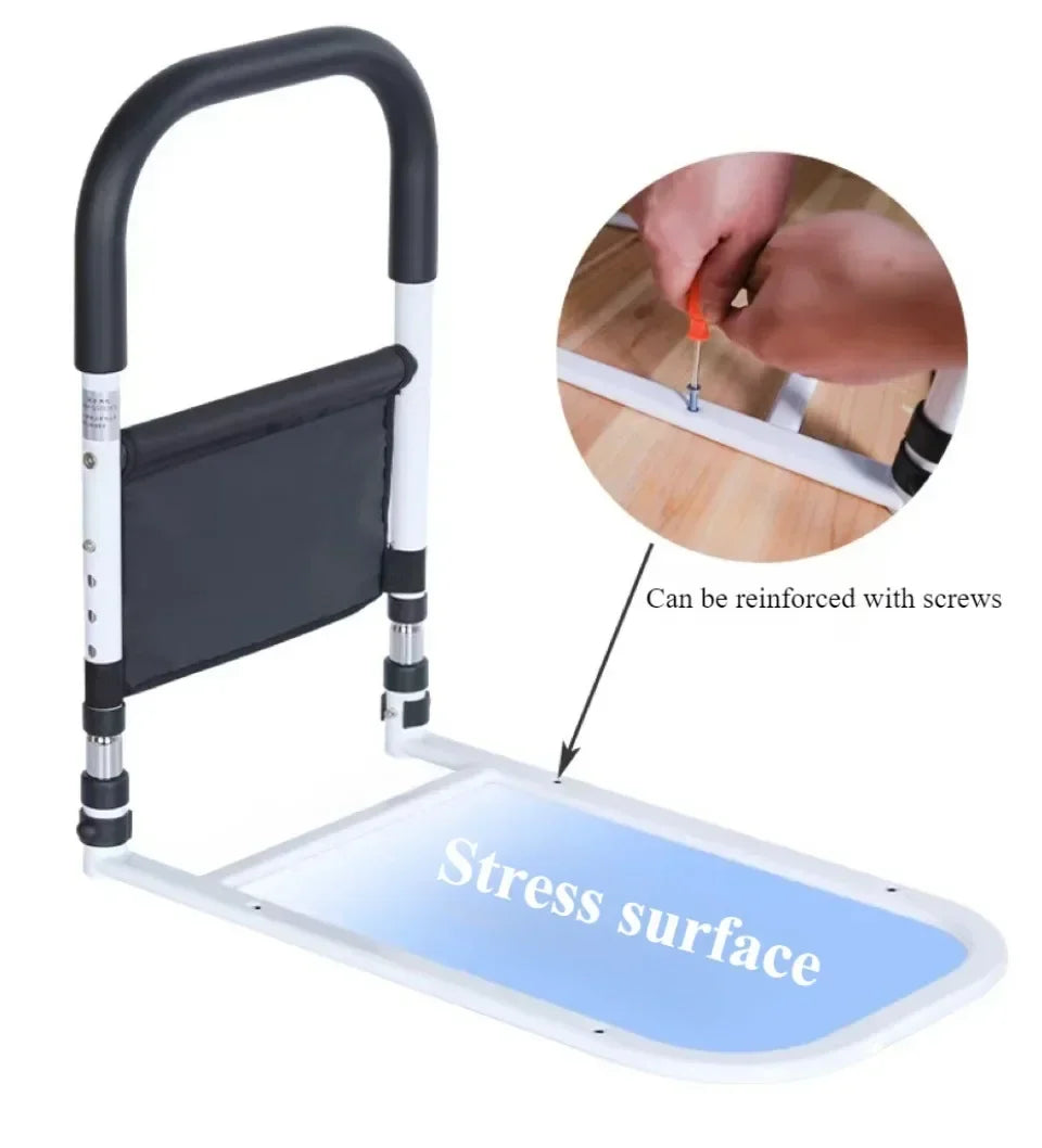 Nastavitelná opěrná lišta na postel s bočním madlem – bezpečnostní podpora pro seniory a pomoc při pohybu