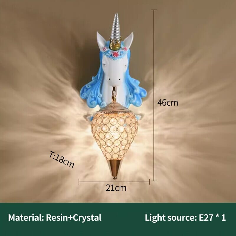 Enchanted Unicorn Resin Wall Light With Two Lampshades And Warm LED Glow