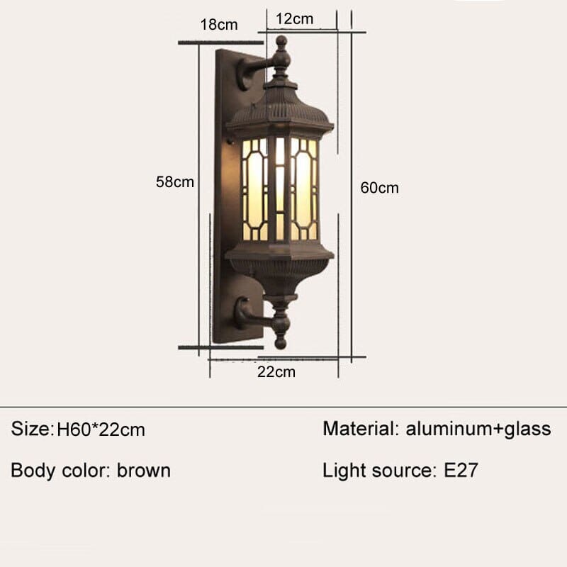Aldren Frosted Glass Lantern Sconces Waterproof Porch Lights Black