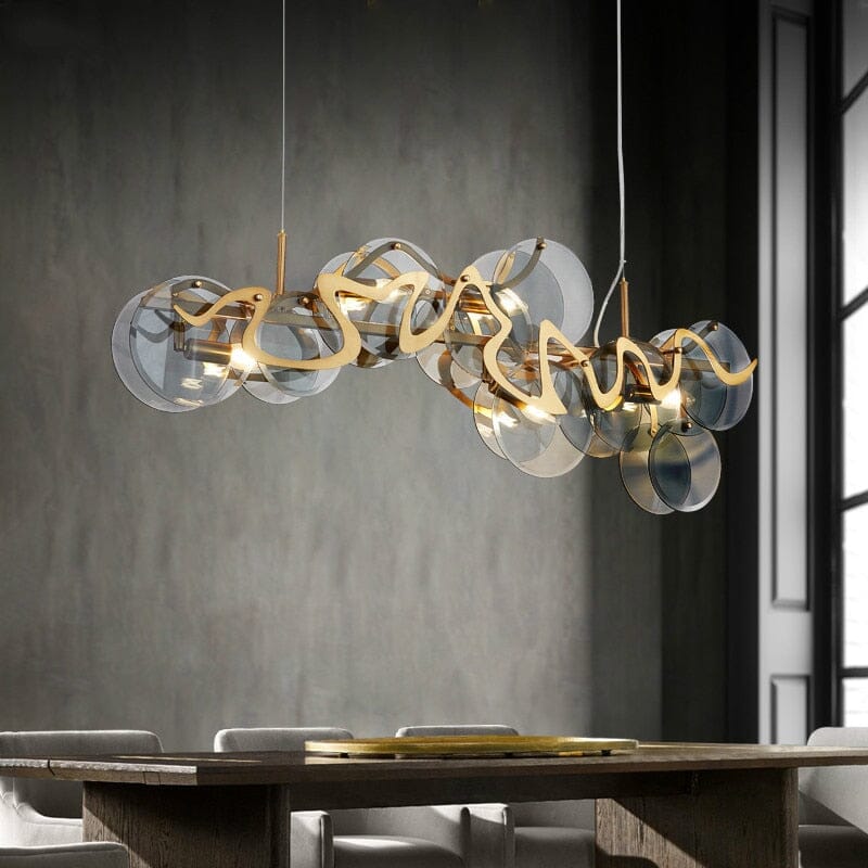 Celestia Cloud Pendant With Gold Glass Shade And Crystal Iron Construction