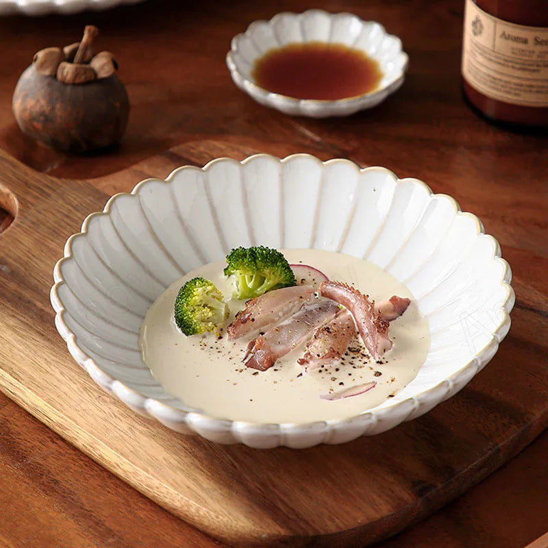 Azura Retro White Ceramic Plates