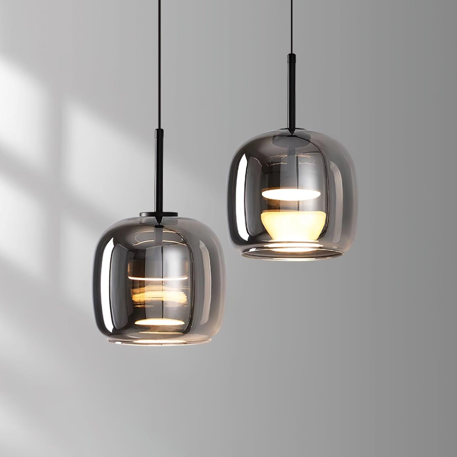 Smoky Glass Pendant Lamp for Bedroom | Modern Soft Glow Design